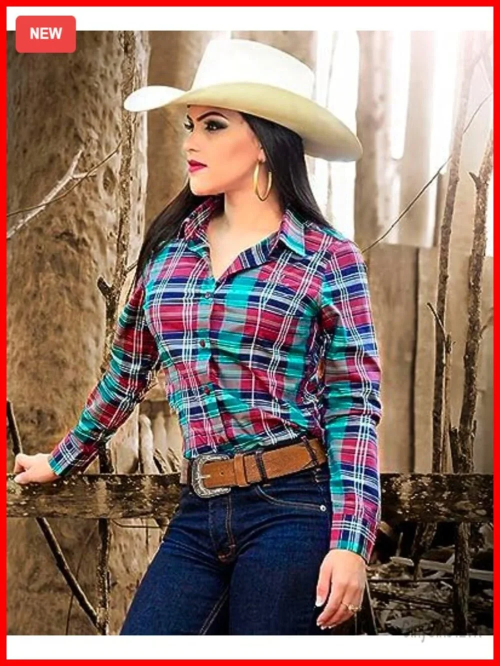 Women Western Cowboy Belt Carved PU Leather Turquoise Retro Waist
